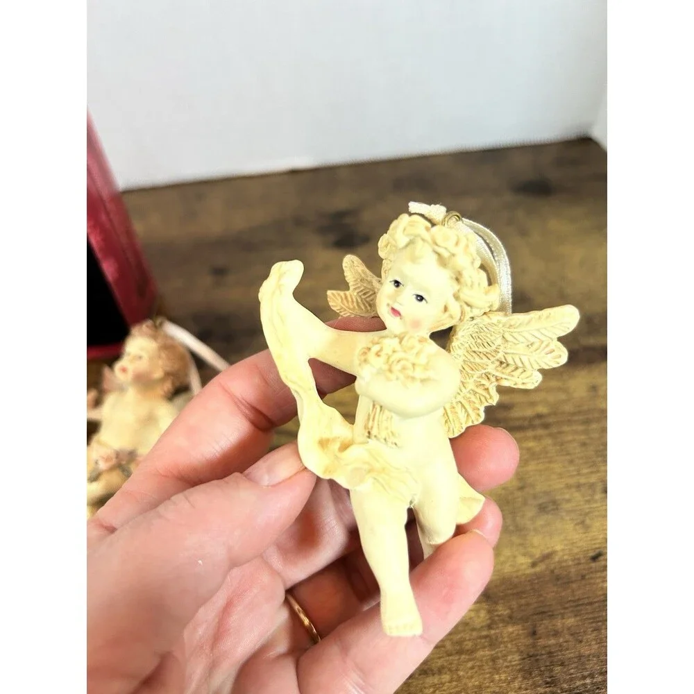 Vintage Angel Christmas Tree Ornaments Cherubs Lot Of 9 Holiday Decor Mixed Set